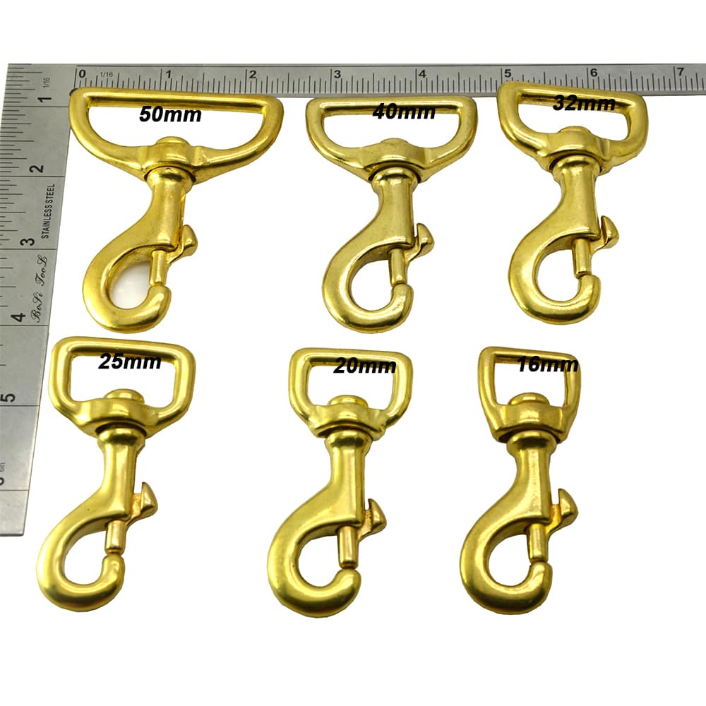 2Pcs/set Heavy Duty Solid Brass Square Eye Swivel Clasp Bolt Snap Hook for Dog Straps Bags Belting Outdoors - 图片 2